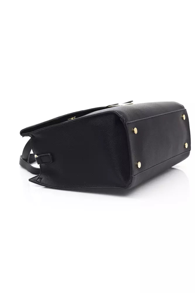 Elegant Black Polyethylene Shoulder Bag