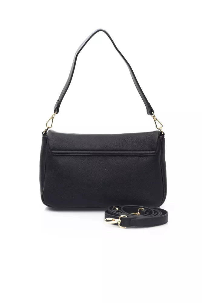 Elegant Black Shoulder Bag with Golden Accents