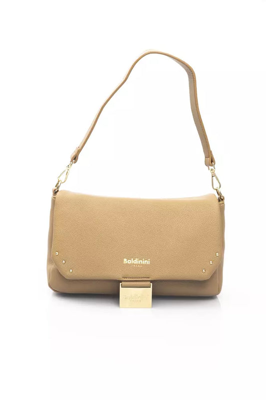 Golden Detail Beige Shoulder Bag