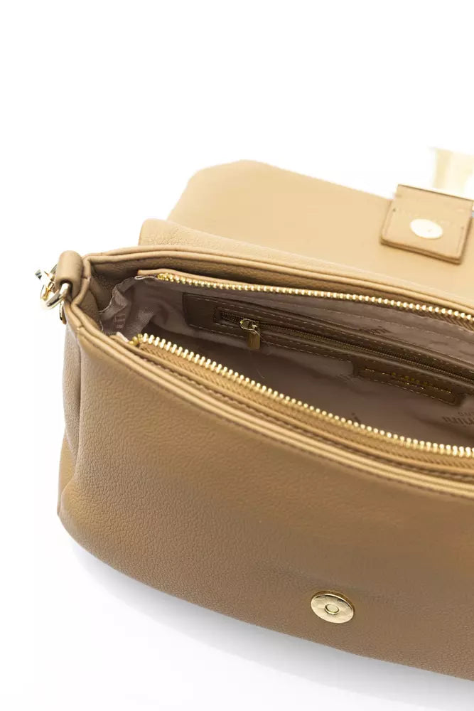 Golden Detail Beige Shoulder Bag