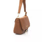 Elegant Brown Shoulder Flap Bag with Golden Accents