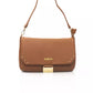 Elegant Brown Shoulder Flap Bag with Golden Accents