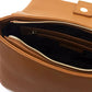 Elegant Brown Shoulder Flap Bag with Golden Accents