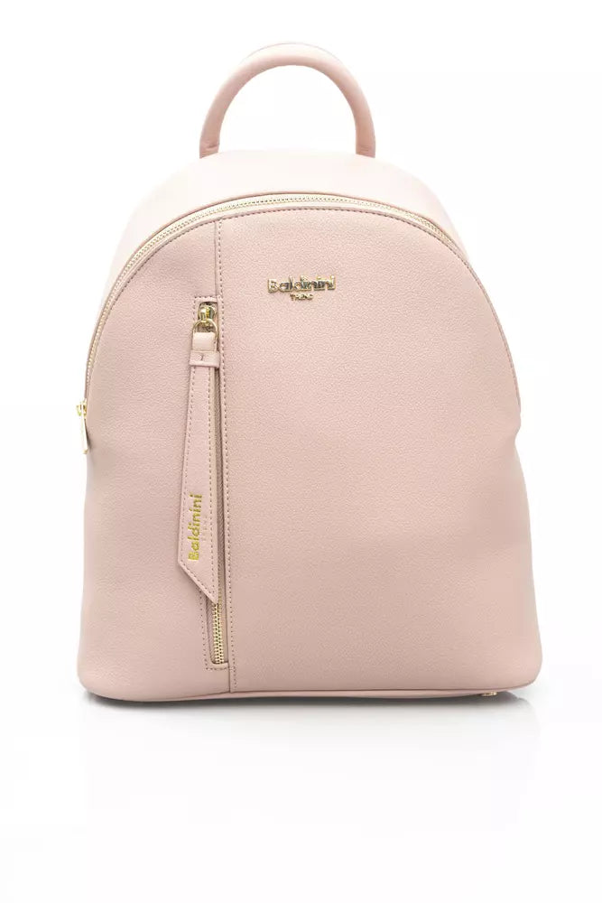 Chic Pink Backpack with Golden Accents