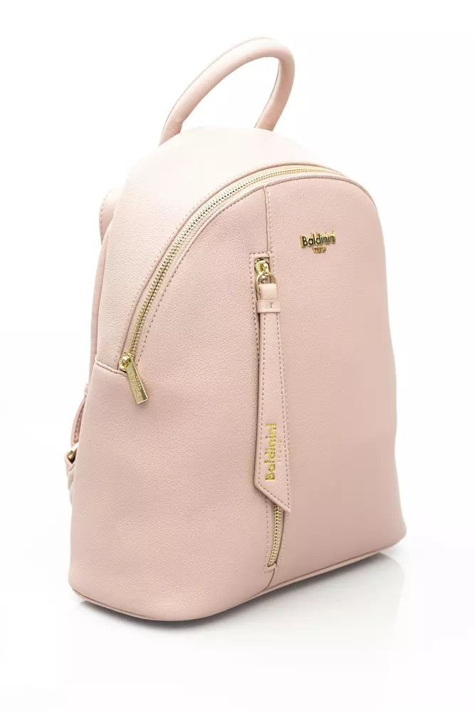 Chic Pink Backpack with Golden Accents