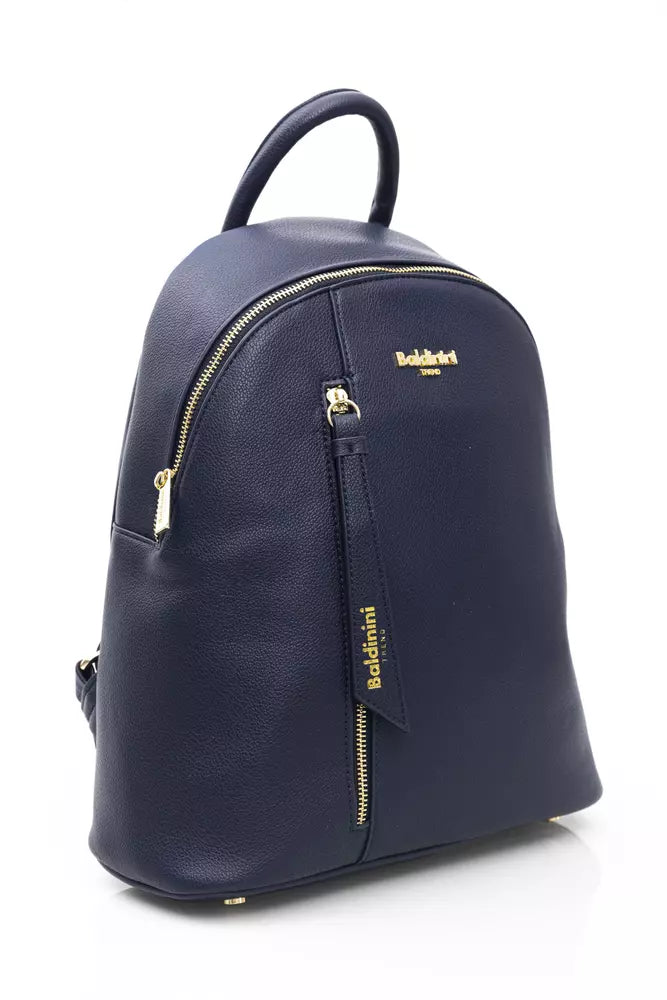 Elegant Blue Backpack with Golden Accents