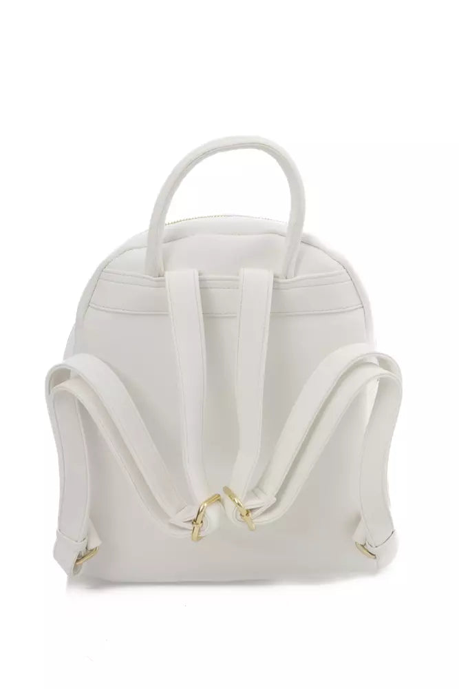 White Elegance Backpack with Golden Accents