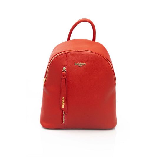 Chic Red Backpack with Golden Accents