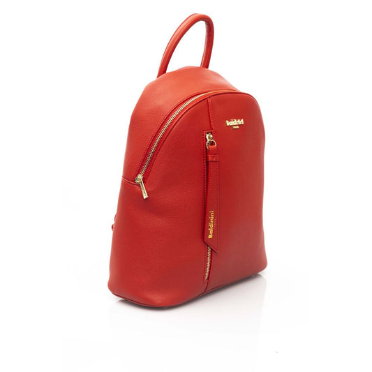 Chic Red Backpack with Golden Accents