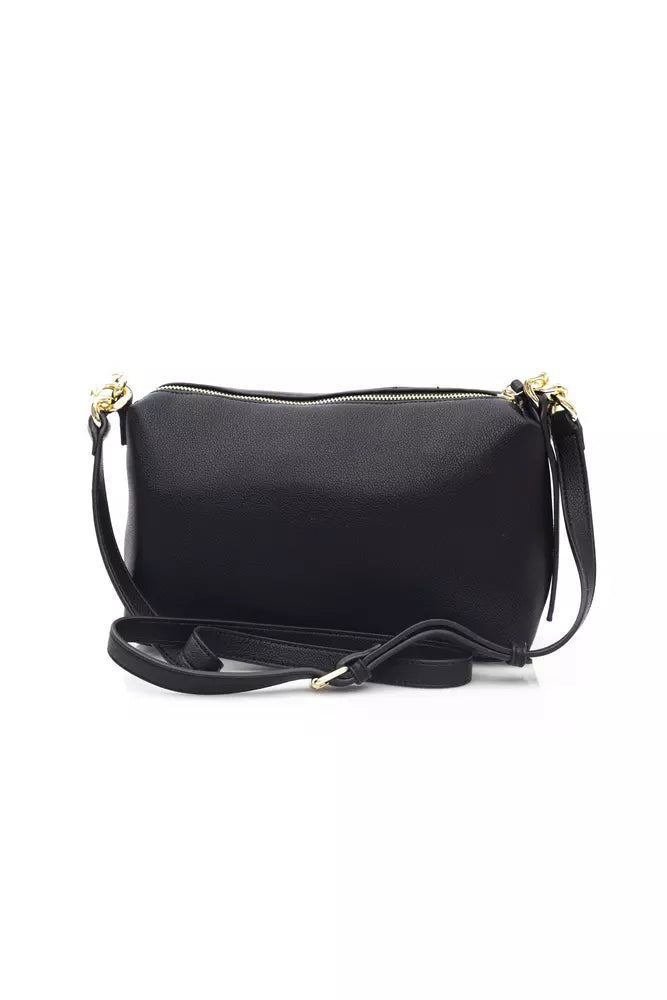 Elegant Black Shoulder Bag with Golden Accents