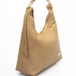 Elegant Beige Shoulder Bag with Golden Accents