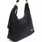 Chic Black Shoulder Bag with Golden Accents