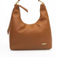 Chic Brown Shoulder Bag with Golden Accents