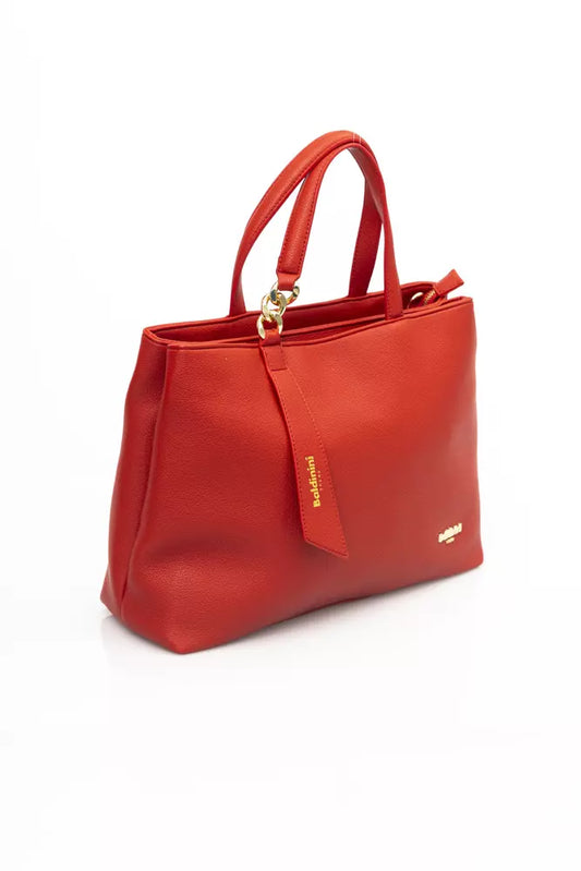 Elegant Red Shoulder Bag with Golden Accents