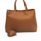 Chic Brown Shoulder Bag with Golden Accents