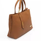 Chic Brown Shoulder Bag with Golden Accents