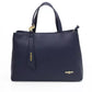 Elegant Blue Shoulder Bag with Golden Accents