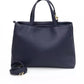 Elegant Blue Shoulder Bag with Golden Accents