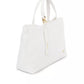 Elegant White Shoulder Bag with Golden Accents