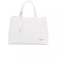 Elegant White Shoulder Bag with Golden Accents