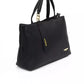 Elegant Black Shoulder Bag with Golden Accents