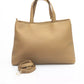 Elegant Beige Shoulder Bag with Golden Accents