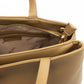 Elegant Beige Shoulder Bag with Golden Accents