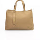 Elegant Beige Shoulder Bag with Golden Accents
