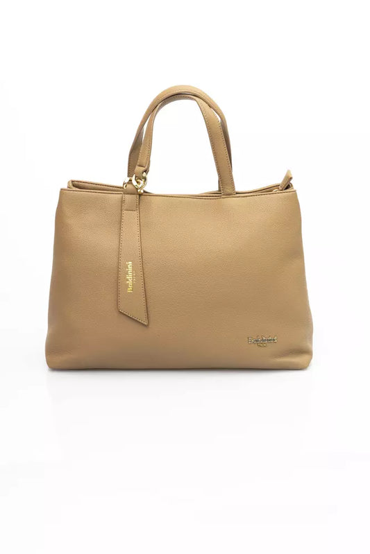 Elegant Beige Shoulder Bag with Golden Accents