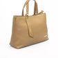 Elegant Beige Shoulder Bag with Golden Accents