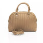 Elegant Beige Shoulder Bag with Golden Accents