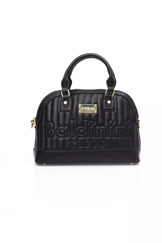 Elegant Black Shoulder Bag with Golden Accents