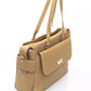 Elegant Beige Shoulder Bag With Golden Accents