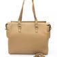 Elegant Beige Shoulder Bag With Golden Accents