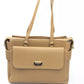 Elegant Beige Shoulder Bag With Golden Accents