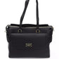 Elegant Black Shoulder Bag with Golden Accents
