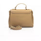 Elegant Beige Shoulder Bag with Golden Details