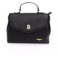 Elegant Shoulder Bag with Flap Closure and Golden Accents