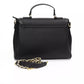 Elegant Shoulder Bag with Flap Closure and Golden Accents