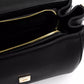 Elegant Shoulder Bag with Flap Closure and Golden Accents