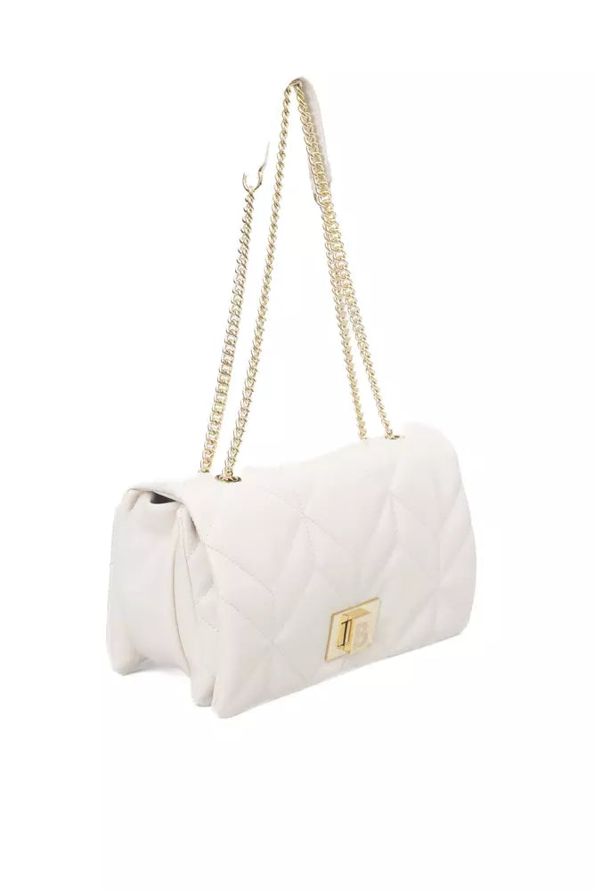 Beige Elegance Flap Shoulder Bag