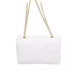 Elegant White Shoulder Bag with Golden Accents