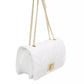 Elegant White Shoulder Bag with Golden Accents