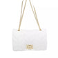 Elegant White Shoulder Bag with Golden Accents
