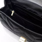 Elegant Black Shoulder Bag with Golden Accents