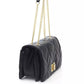 Elegant Black Shoulder Bag with Golden Accents