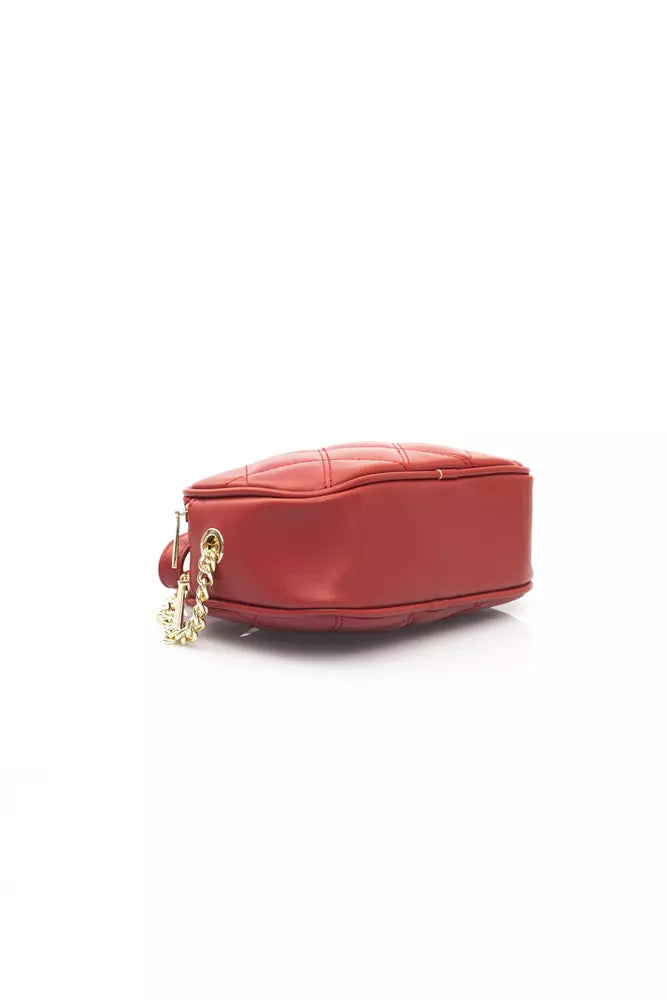 Elegant Red Shoulder Bag with Golden Accents