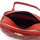 Elegant Red Shoulder Bag with Golden Accents