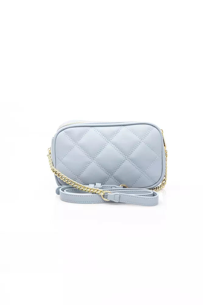 Elegant Light Blue Shoulder Bag with Golden Accents