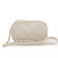 Beige Double Compartment Shoulder Bag with Golden Accents